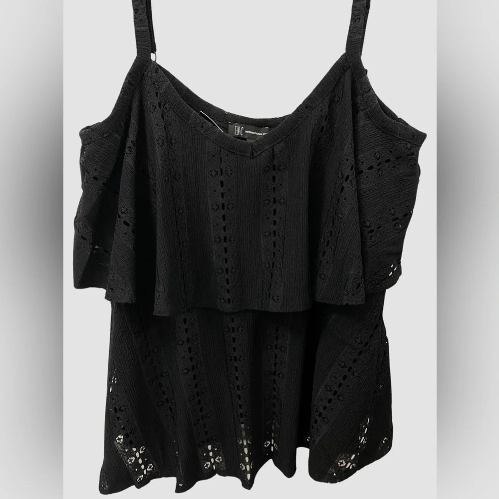 INC Black Ruffle Top Tank